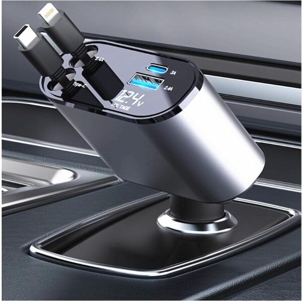 Cargador para Auto Multifunción con Pantalla LED y Cables Integrados - Imagen 2