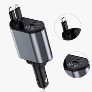 Cargador para Auto Multifunción con Pantalla LED y Cables Integrados