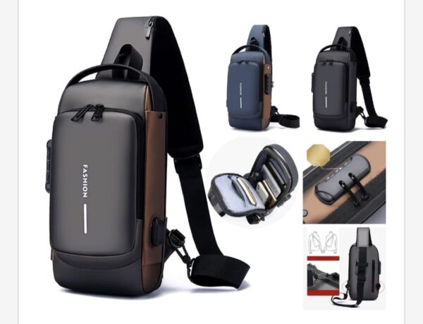 mochila cruzada antirrobo puerto usb para seguridad estilo tecnología en un solo diseño