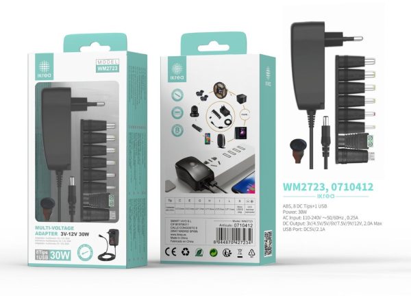 Adaptador AC universal 3-12V 2A 30W 1 USB color negro IKREA WM2723 - Cargador de portátil