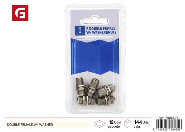 Adaptador Doble Femenino con Arandela - Accesorios Electrónicos y Conectores