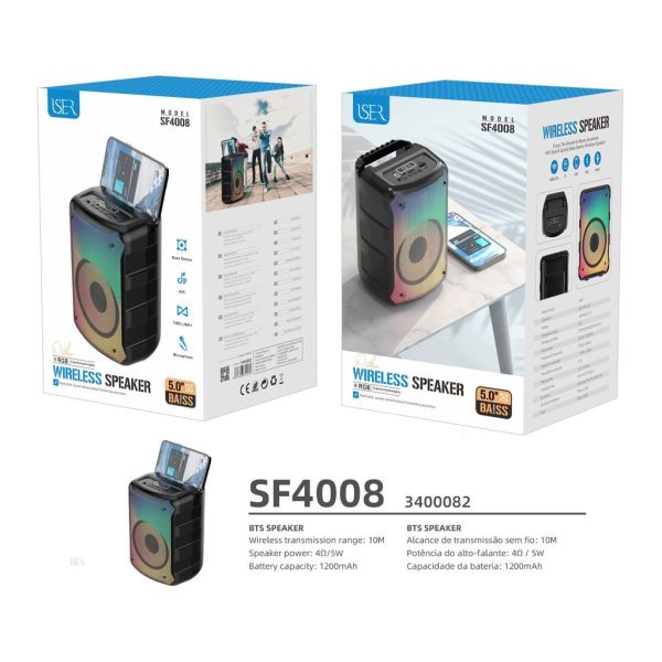 Altavoz inalámbrico RGB ISER SF4008 5.0 bass negro - Altavoces grandes