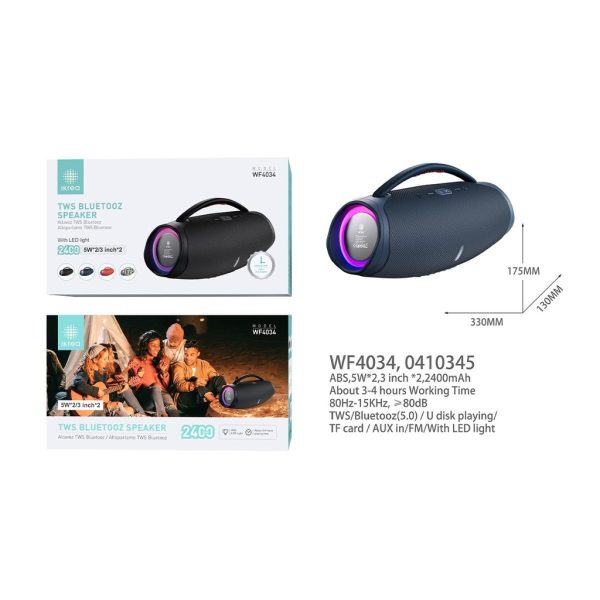 Altavoz inalámbrico con LED IKREA WF4034 2400mAh 330*130*175mm azul - Altavoces grandes