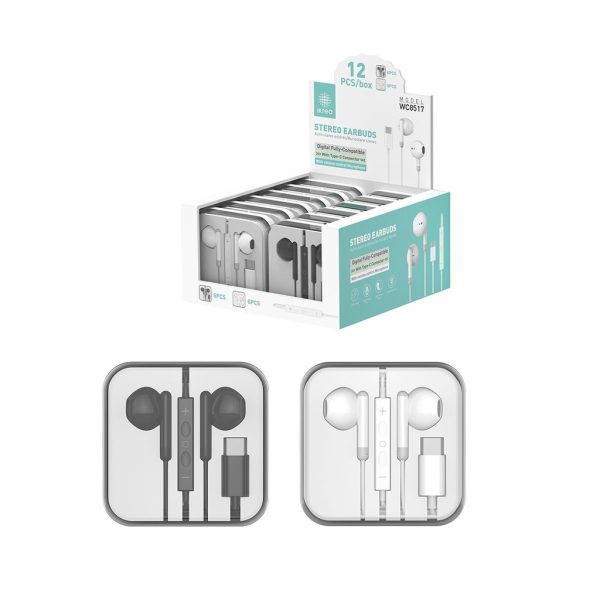 Auriculares Type-C 1.2m (12pcs) - Auriculares
