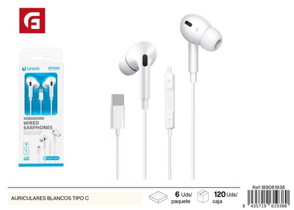 Auriculares blancos tipo C - Productos electrónicos