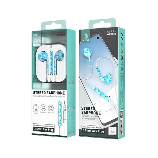Auriculares estéreo 3.5mm TPE color azul estampado - Accesorios de audio