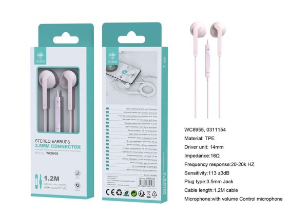 Auriculares estéreo con micrófono 3.5mm 1.2m rosa - Audífonos
