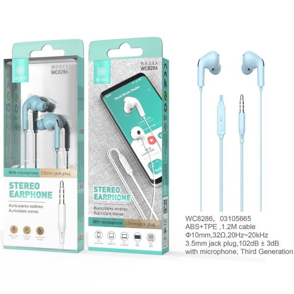 Auriculares estéreo con micrófono ABS+TPE 1.2m 3.5mm generación color azul - Accesorios de audio