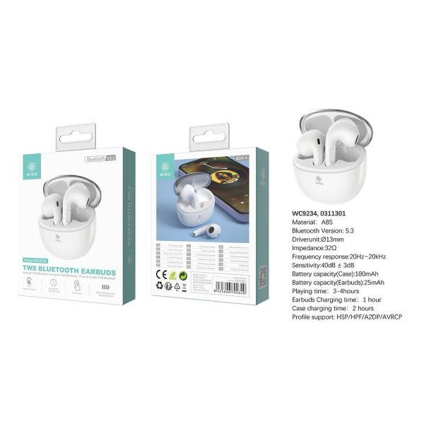 Auriculares inalámbricos TWS Bluetooth V5.3 ABS 180mAh/25mAh color blanco - Accesorios de audio