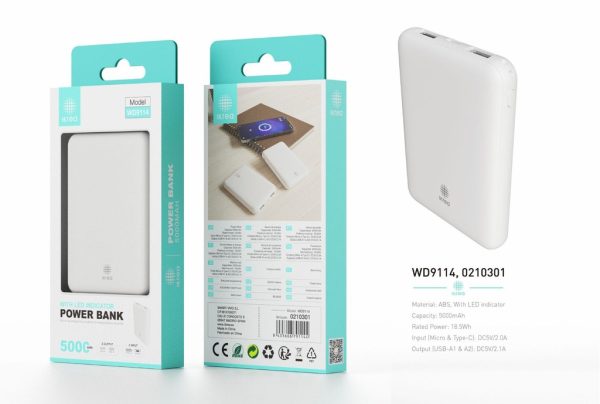 Batería portátil ASB con indicador LED 5000mAh Blanco - Batería portátil
