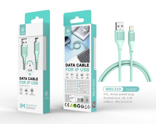 Cable Lightning 1m 3.4A Verde - Compatible Apple