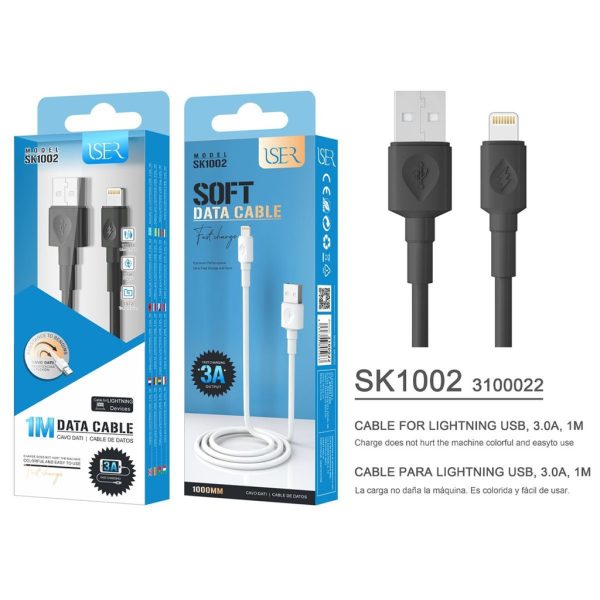 Cable Lightning 3.0A 1m OD4.0 negro - Accesorios tecnológicos