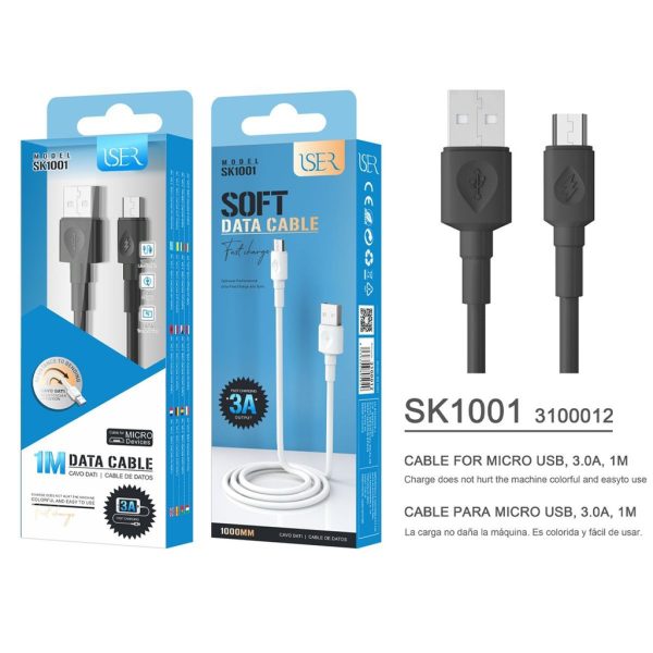Cable Micro USB 3.0A 1m OD4.0 negro - Accesorios tecnológicos