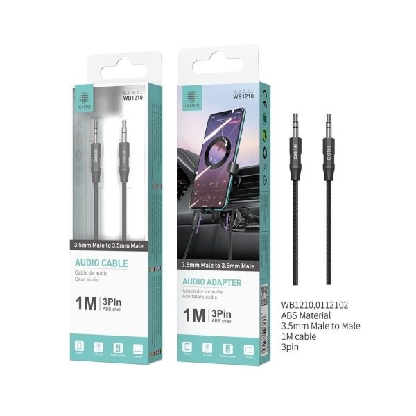 Cable de audio 3.5mm macho a macho 1m 3pin ABS shell negro - Accesorios de audio
