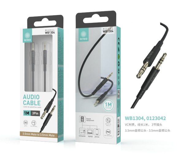 Cable de audio 3.5mm macho-macho negro IKREA WB1304 - Cables de audio