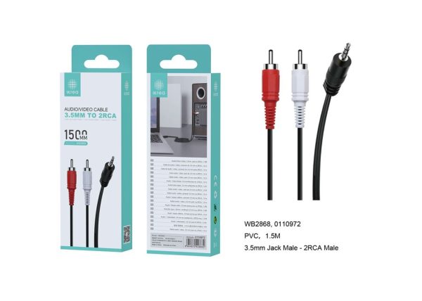 Cable de audio video 3.5M a 2RCA 1.5M KIREA WB2868 - Cables de video