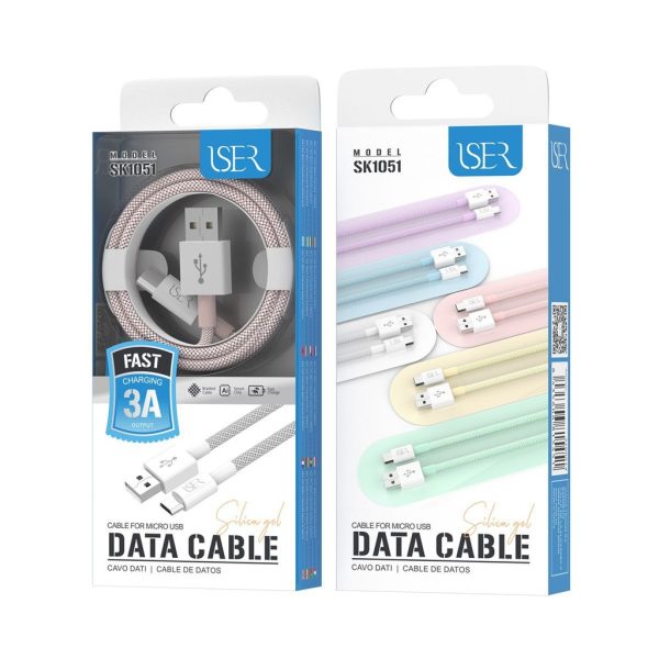 Cable de datos micro USB 1.2m 3A Rosa