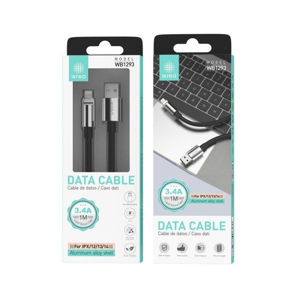 Cable de silicona líquida Lightning 1m 3.4A Negro - Compatible Apple