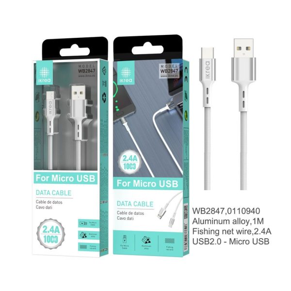 Cable micro USB 1m 2A Blanco
