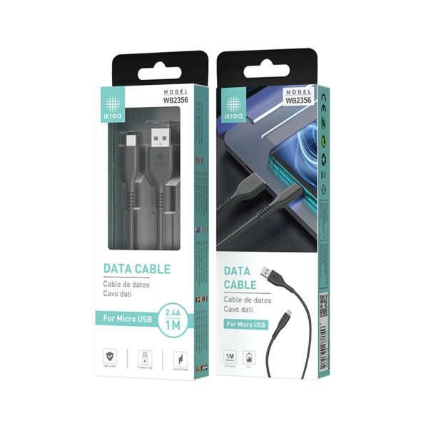 Cable micro USB 1m 2A Negro - Imagen 2