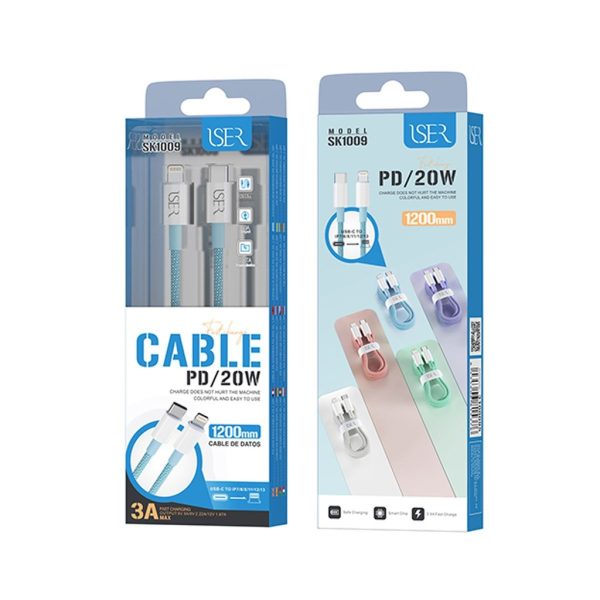Cable tela USB-C a Lightning 1.2m 20W Azul
