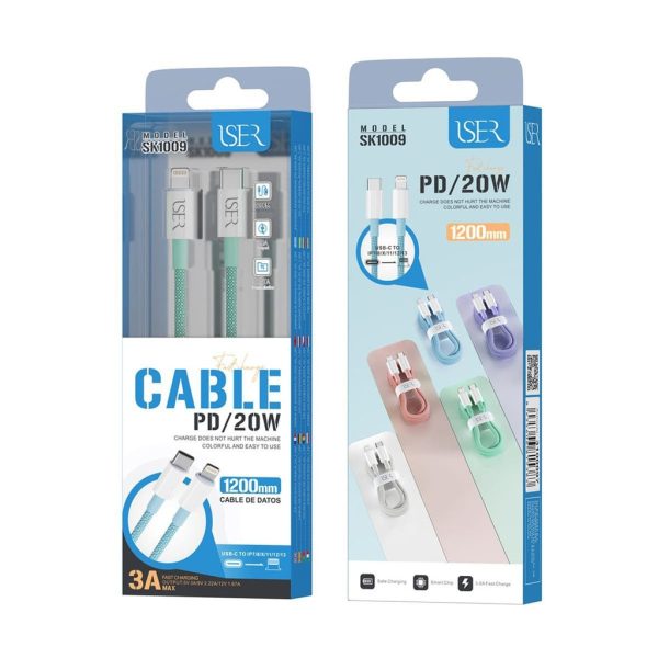 Cable tela USB-C a Lightning 1.2m 20W Verde