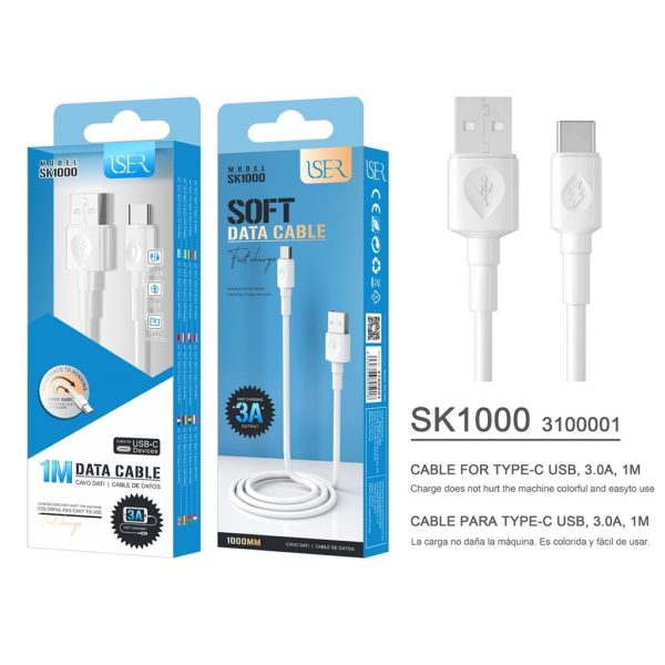 Cable tipo C 1m 3A Blanco