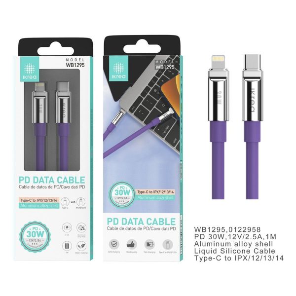 Cable tipo C a Lightning 30W 2.5A Morado - Carga rápida