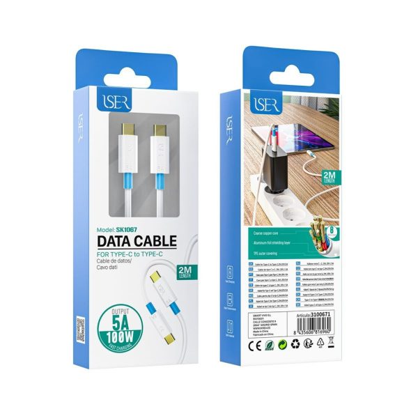 Cable tipo C a Lightning 5A 100W 2m Blanco