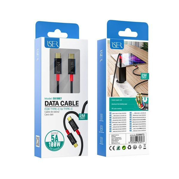 Cable tipo C a Lightning 5A 100W 2m Negro