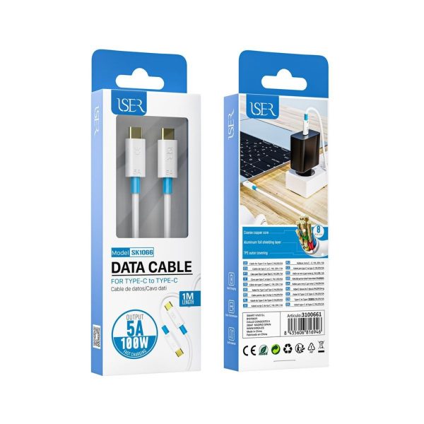 Cable tipo C a tipo C 5A 100W 1m Blanco