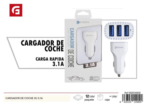 Cargador de coche 3U 3.1A - Accesorios para coche