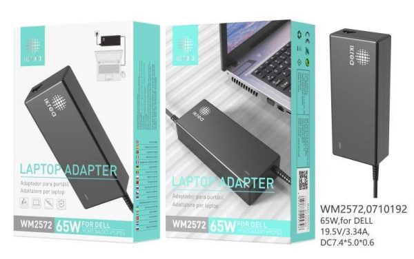Cargador de portátil 19.5V/3.34A DC7.4*5.0*0.6 para Dell 65W WOOX WM2572 - Cargador de portátil