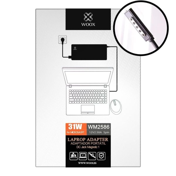Cargador de portátil WOOX WM2586 12V/2.58A 5PIN para Microsoft 31W - Cargadores de laptops