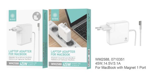 Cargador de portátil WOOX WM2588 AC110-240V 50-60HZ 14.5V/3.1A para Apple 45W - Cargadores de laptops