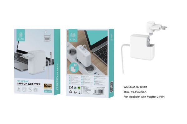 Cargador de portátil WOOX WM2592 AC110-240V 50-60HZ 16.5V/3.65A para Apple 60W - Cargadores de laptops