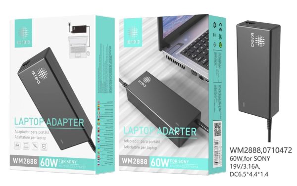 Cargador de portátil WOOX WM2888 19V/3.16A DC6.5*4.4*1.4 para Sony 60W - Cargadores de laptops
