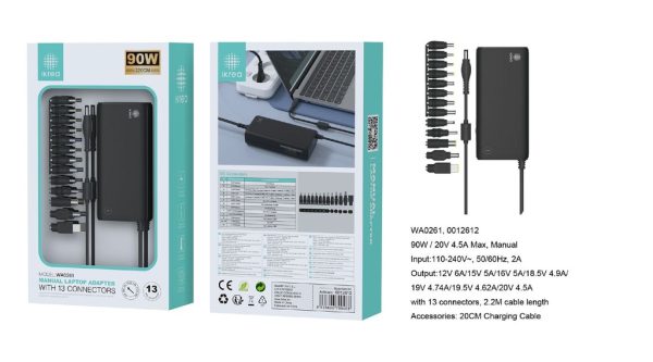Cargador de portátil universal manual 90W 220cm 13 conectores IKREA WA0261 - Cargador de portátil