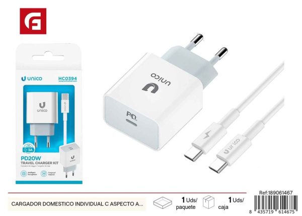 Cargador doméstico individual C-C 20W aspecto Apple - Electrónica