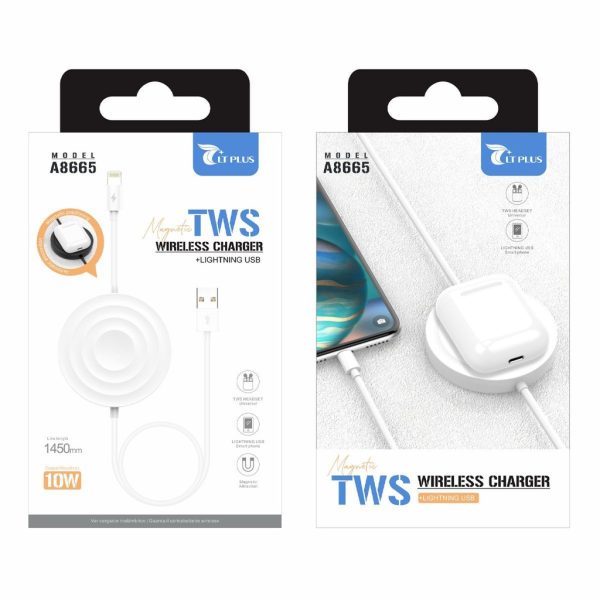 Cargador inalámbrico + Lightning USB 1.45M 10W blanco LT PLUS A8665 - Cargadores inalámbricos