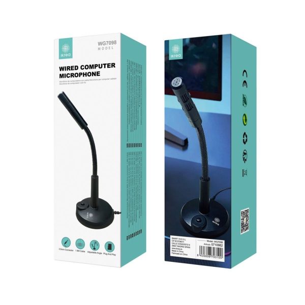 Microfono ajustable de mesa plug 3.5mm con cable 1.8m para PC negro IKREA WG7098 - Accesorios de audio y tecnología