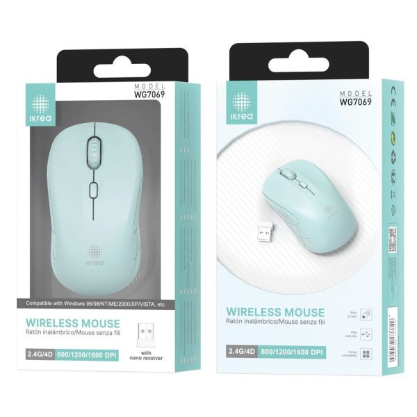 Ratón inalámbrico recargable 4D 2.4GHz color verde IKREA WG7069 - Accesorio de computadora