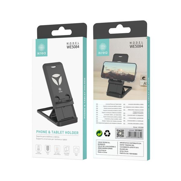 Soporte universal para móvil y tablet de 4 a 12.9 pulgadas color negro - Accesorio para dispositivos