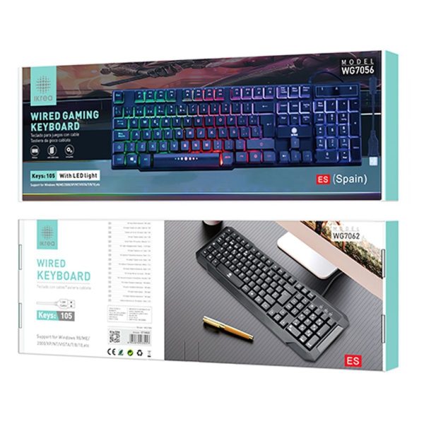 Teclado 105 teclas con cable de 1.35m 4.5V-5.5V 130mA color negro IKREA WG7056 - Accesorio de computadora