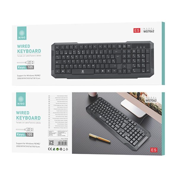 Teclado 105 teclas con cable de 1.5 m 100mA color negro IKREA WG7062 - Accesorio de computadora