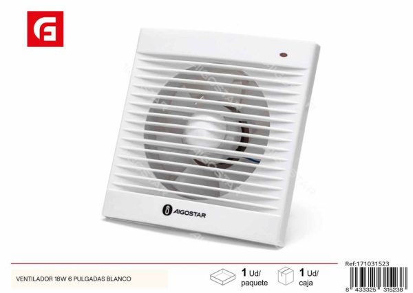Ventilador de baño 18W blanco - Ventilación eficaz