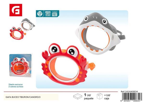 Gafa de buceo tiburón/cangrejo - Accesorios divertidos para natación