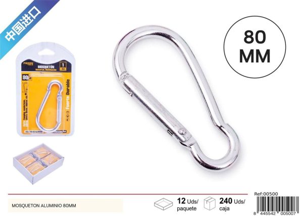 Mosquetón de aluminio 80 mm 1 pc - Accesorios de ferretería
