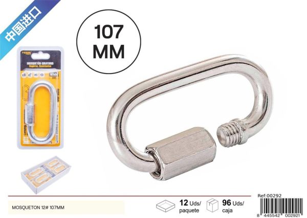 Mosquetón de hierro galvanizado con cierre en forma de U 12# 107mm - Herramientas y accesorios de ferretería