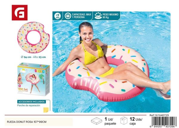 Rueda donut rosa inflable 107*99cm para piscina